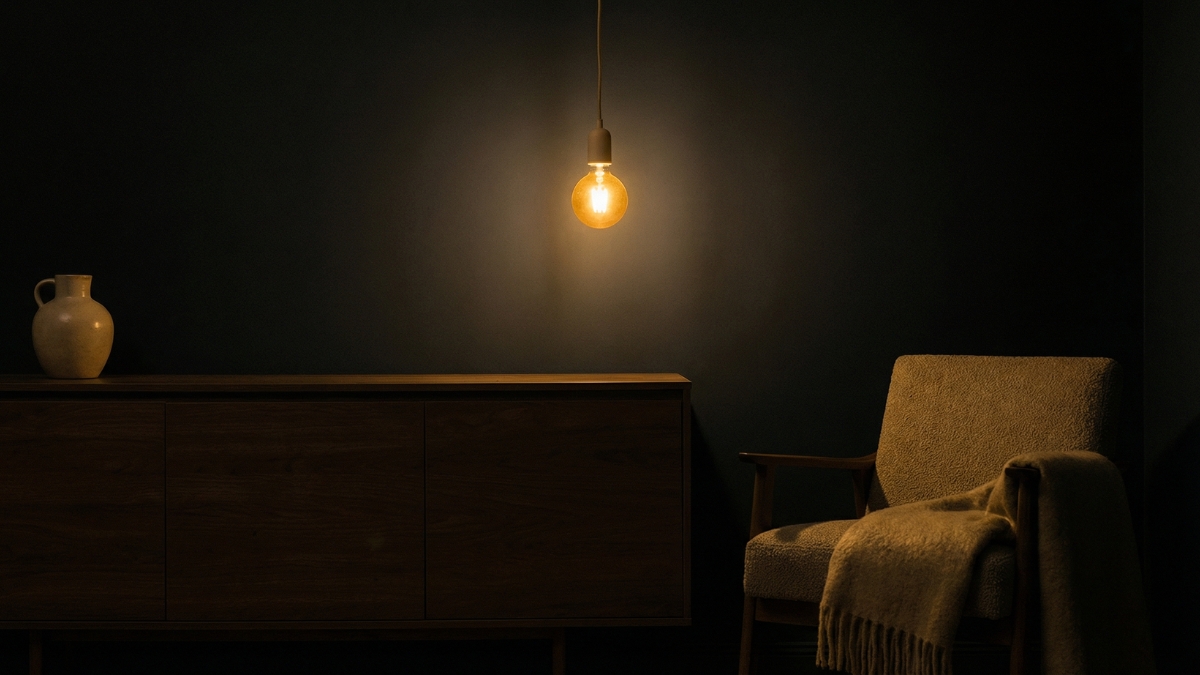 Místnost s teplým, tlumeným osvětlením